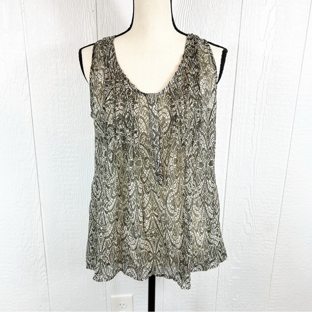 Converse One Star Gray Sheer Sleeveless Top Blouse Medium
